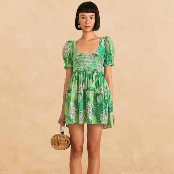 slim fit dress slacks Green Richelieu Open Sheer Back Mini Dress main image 0